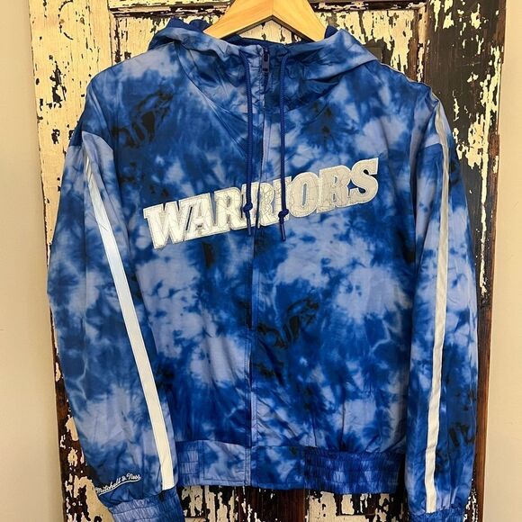 NWT women’s Mitchell & Ness Warriors Hardwood Classics hooded reflective jacket - Picture 1 of 12